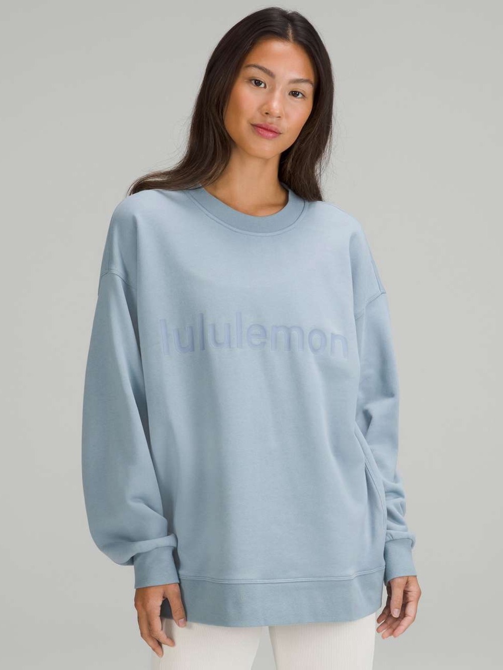 *Final Price* Lululemon Perfectly Oversized Crew *Graphic in Chambray Size 6/8